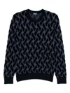 Drumohr Geometric-pattern Merino Sweater In Black