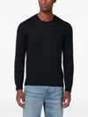 Drumohr Navy Blue Wool Crew Neck Sweater In Black