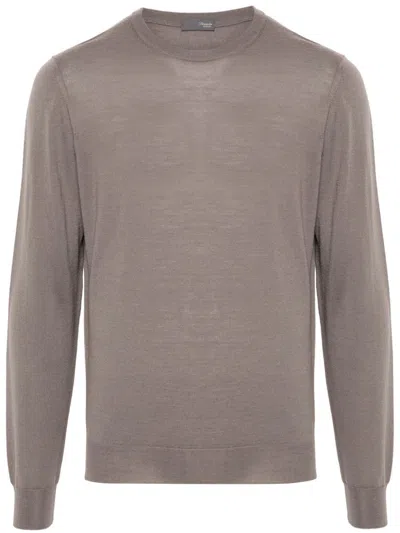 Drumohr Crew-neck Merino Wool Jumper In Grey