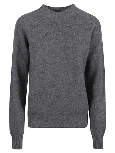 Drumohr Ribbed Cuff Knit Sweater With Soft Texture In Gray