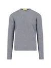 Drumohr Crewneck Sweater In Grey Melange Wool Ribbed Trim In Gray