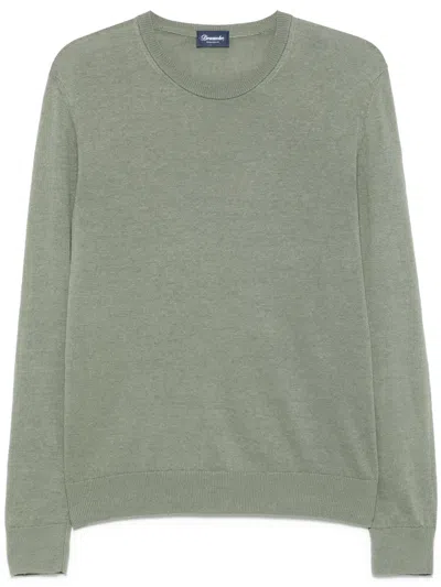 Drumohr Long Sleeve Crew-neck Sweater In Green