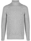 Drumohr Aran-knit Roll-neck Jumper In Grey