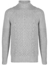 Drumohr Aran-knit Roll-neck Jumper In Grey