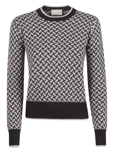 Drumohr Crew Neck Patterned Sweater In Gray