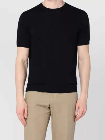 Drumohr Crew Neck T-shirt In Cotton In Black