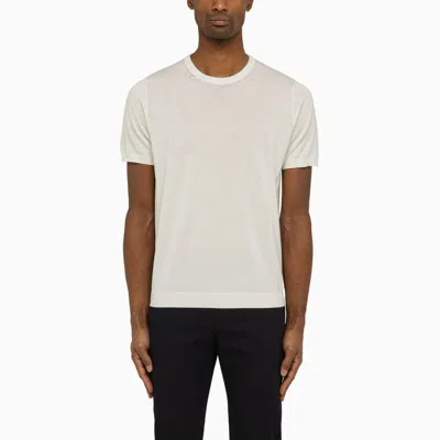 Drumohr Crew Neck T-shirt In Milky White Cotton