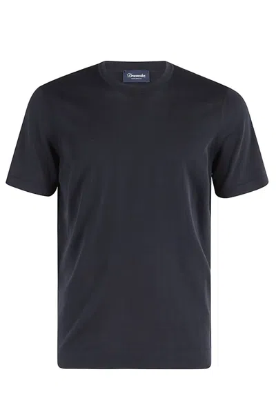 Drumohr Crew Neck T-shirt In Soft Frosted Cotton In Black