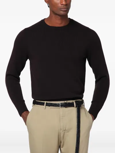 Drumohr Crew-neck Wool Sweater In Black