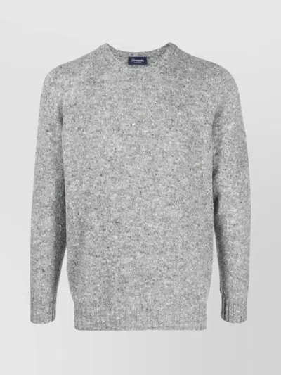 Drumohr Crew Neck Wool Sweater In Grey