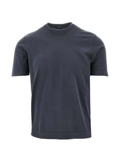 Drumohr Crew-neck Short-sleeve T-shirt In Blue