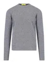 Drumohr Crewneck Sweater In Grey Melange Wool Ribbed Trim In Grey