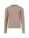 Drumohr Crewneck Sweater In Beige Wool Ribbed Trim In Brown