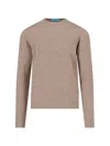 Drumohr Crewneck Sweater In Beige Wool Ribbed Trim In Brown