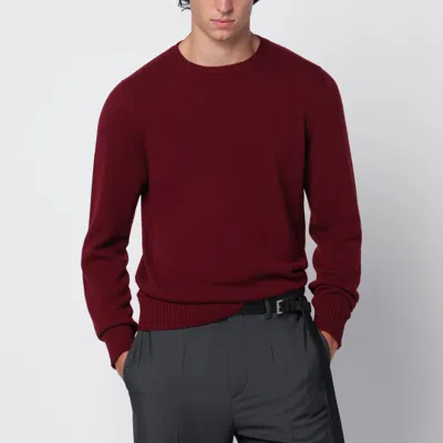 Drumohr Crew-neck Sweater In Burgundy Cashmere In Red