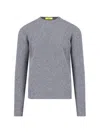 Drumohr Crewneck Sweater In Grey Melange Wool Ribbed Trim