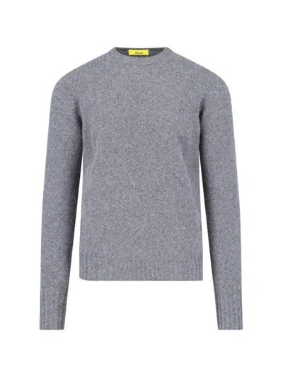 Drumohr Crewneck Sweater In Grey Melange Wool Ribbed Trim In Gray