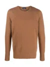 Drumohr Crew-neck Wool Jumper In Brown
