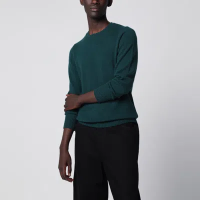 Drumohr Crew Neck Knit Sweater Ribbed Cuffs Hem In Green