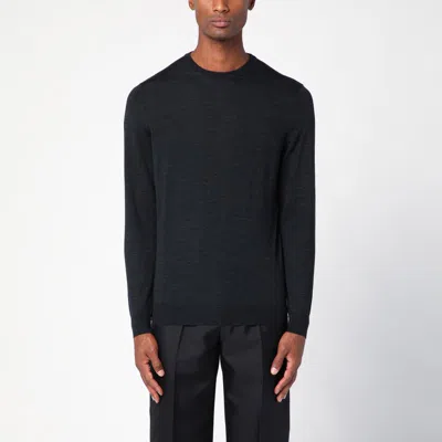 Drumohr Dark Grey Wool Crew-neck Sweater