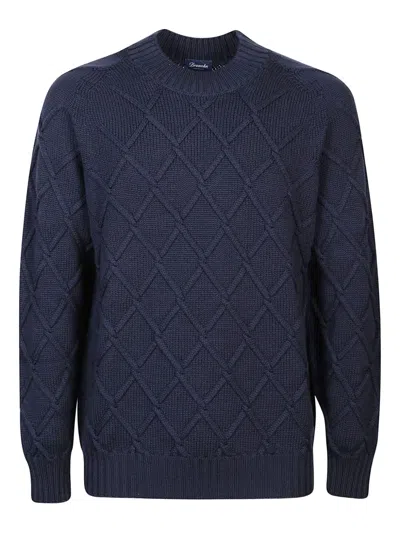Drumohr Diamond-pattern Crew-neck Sweater In Blue