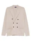 Drumohr Double-breasted Cotton Jacket With Relaxed Fit In Multi