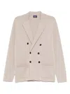 Drumohr Double-breasted Cotton Jacket With Relaxed Fit In Neutral