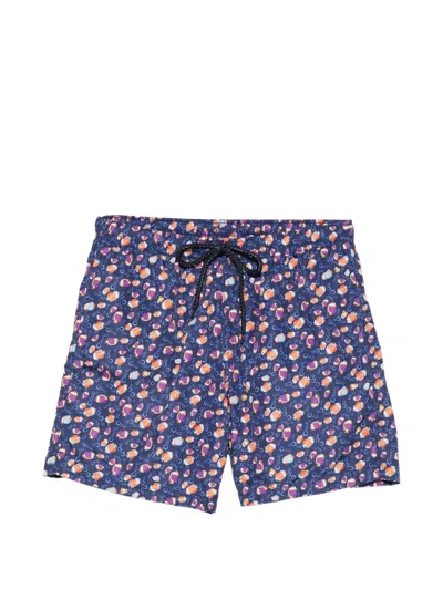 Drumohr Drawstring Patterned Swim Shorts In Blue