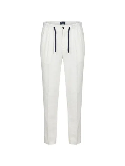 Drumohr Drawstring-waist Linen Trousers In White