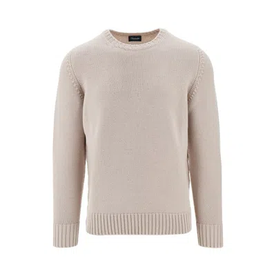 Drumohr Erino Wool Crewneck Sweater In Neutral