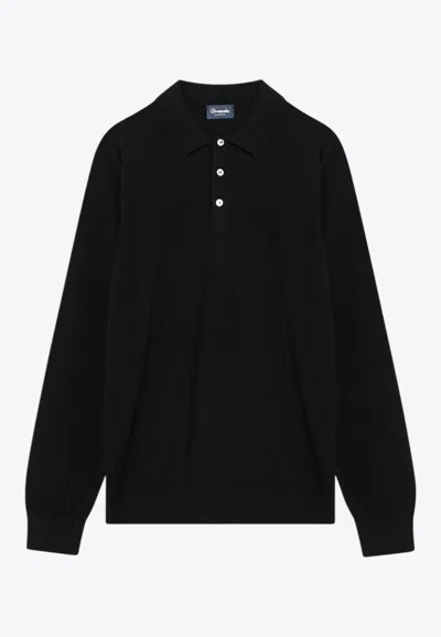 Drumohr Essential Long-sleeved Polo T-shirt In Black