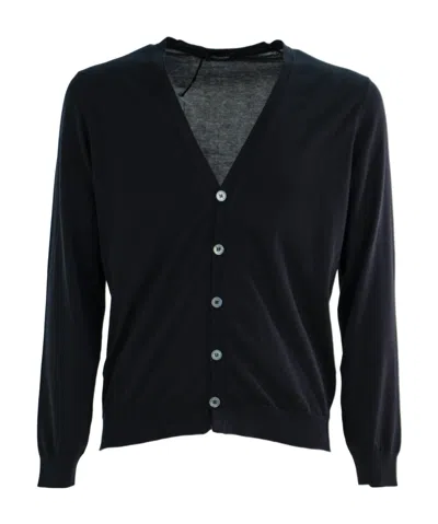 Drumohr Fine-knit Cotton Cardigan In Black