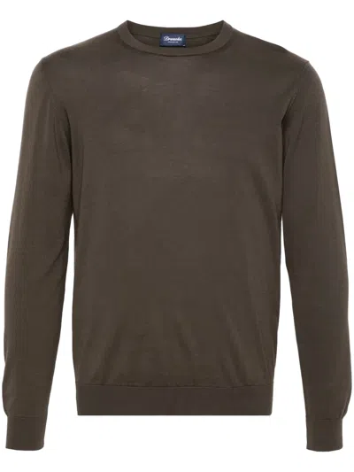 Drumohr Fine-knit Cotton Jumper In Brown