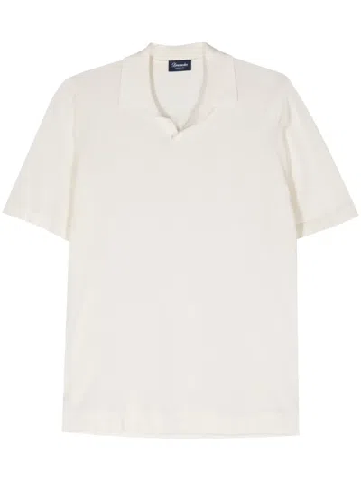 Drumohr Fine-knit Cotton Polo Shirt In White