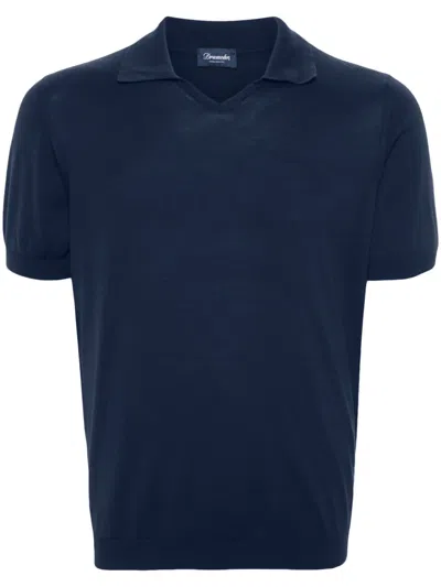 Drumohr Fine-knit Polo Shirt In Blue