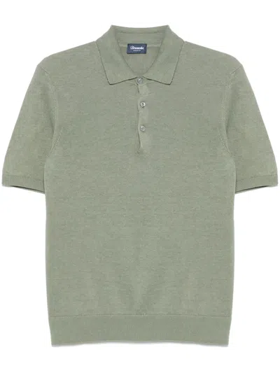Drumohr Fine-knit Polo Shirt In Green
