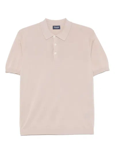 Drumohr Classic Cotton Polo With Traditional Collar In Neutral