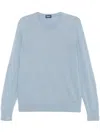 Drumohr Textured Long Sleeve Crew-neck Sweater In ブルー