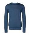 Drumohr Timeless Crewneck Sweater With Ribbed Details In Blue