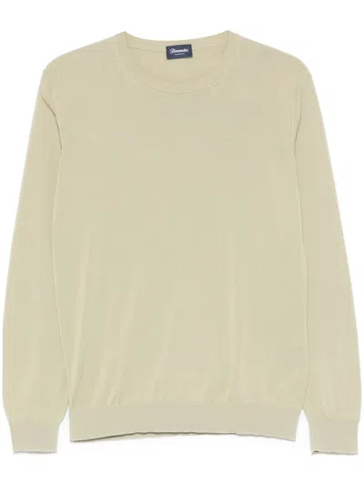 Drumohr Classic Long Sleeve Crew-neck Knitted Sweater In Green