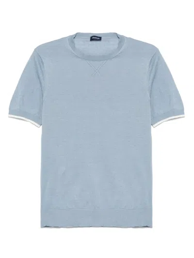 Drumohr Fine-knit T-shirt In Blue