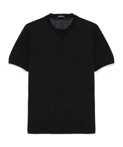 Drumohr Fine-knit T-shirt In Dark Blue