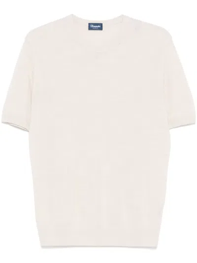Drumohr Fine-knit T-shirt In Neutrals