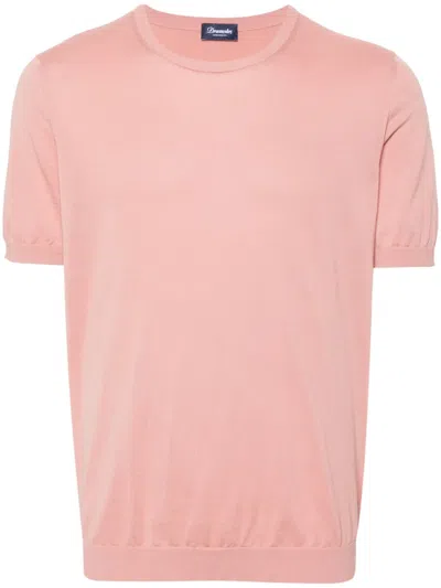 Drumohr Short-sleeves Fine-knit Jumper In Pink