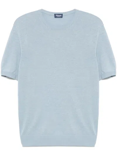 Drumohr Fine-knitted T-shirt In Blue
