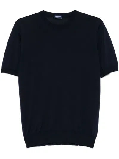Drumohr Fine-ribbed T-shirt In Blue