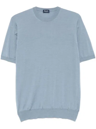 Drumohr Fine-ribbed T-shirt In Blue