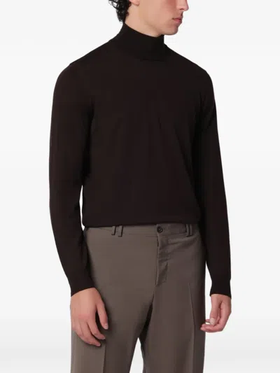 Drumohr Fine-knit Roll-neck Sweater In Brown