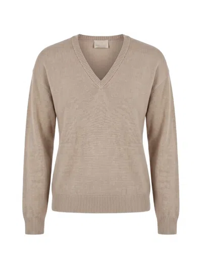 Drumohr Fine-knit V-neck Sweater In Brown
