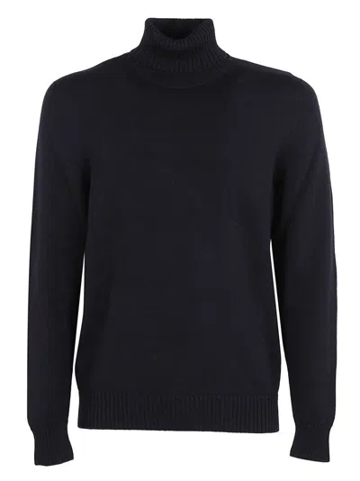 Drumohr Finely Knit Turtleneck Sweater In Extrafine Merino Wool In Blue